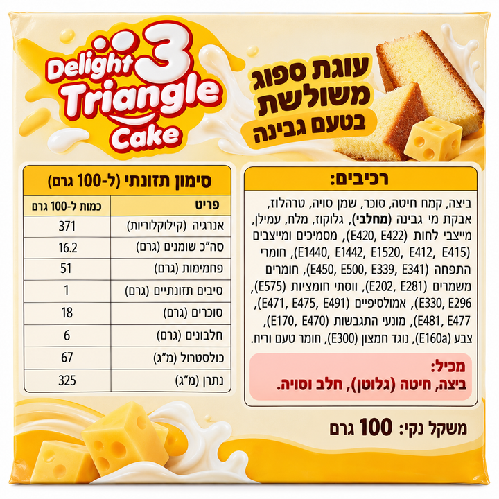 Obalab triangle cheese עוגה אישית בטעם גבינה