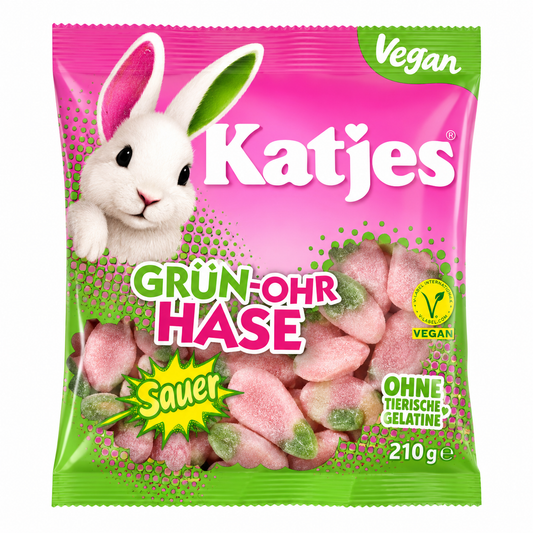 Katjes Grun-OHR Hase sour קטג'ס ארנבים טבעוני חמוצים