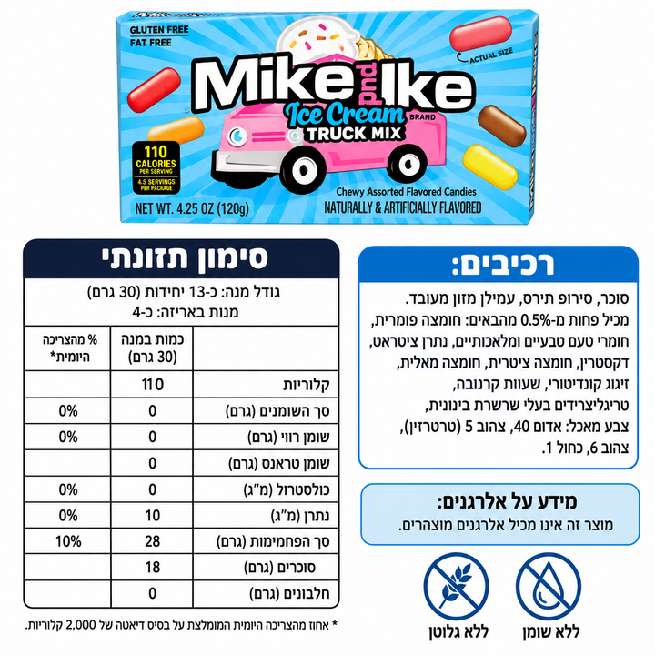 Mike and Ike ice cream truck מייק אנד אייק סוכריות אוטו גלידה