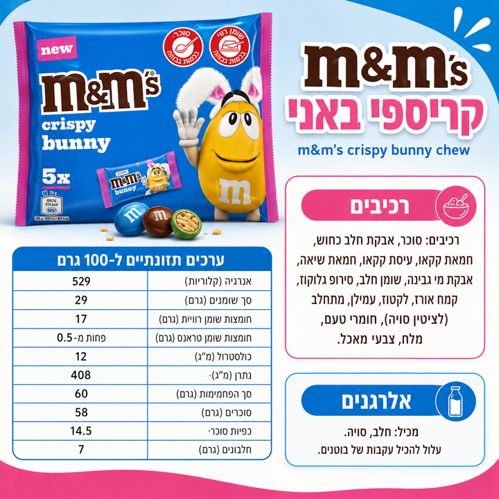 M&M crispy bunny אמ אנד אם קריספי באני