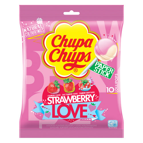 Chupa Chops Strawberry Paper Sticks צ'ופה צ'ופס סטיקס בטעם תות