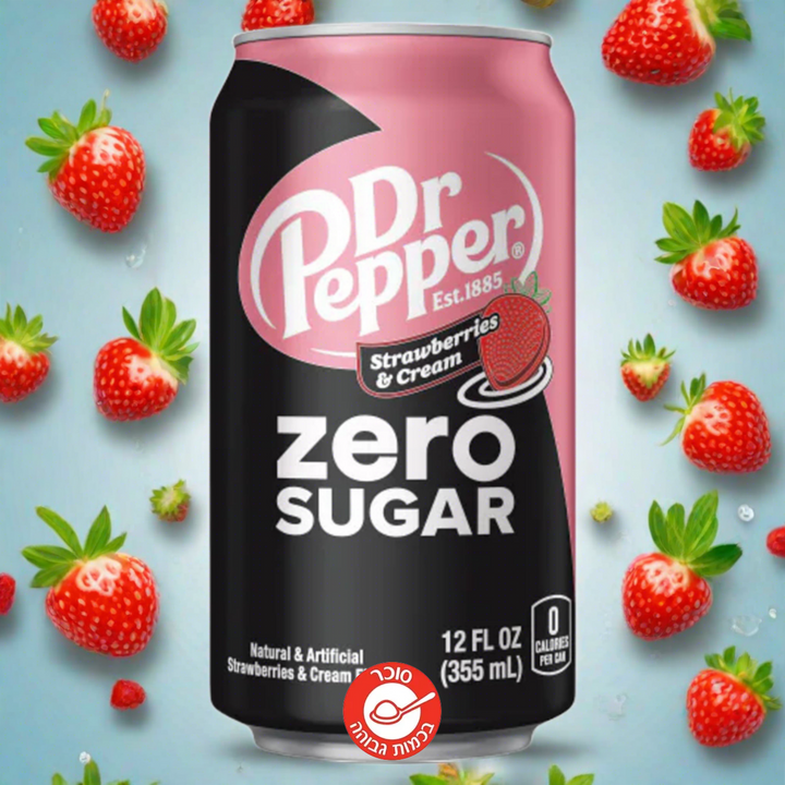Dr Pepper Strawberry Cream Zero ד"ר פפר קרם תות זירו ללא סוכר