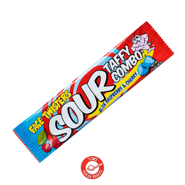Face Twisters Sour Cherry & Blue Raspberry טופי חמוץ בטעמי אוכמניות ודובדבן