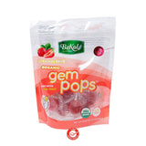 Gem Pops strawberry סוכריות על מקל אורגניות ללא צבעי מאכל בטעם תות סוכריות