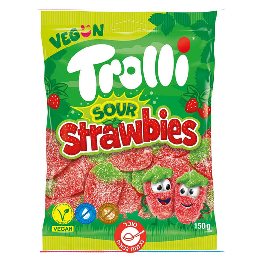 Trolli Sour Strawbies טרולי סוכריות גומי חמוצות בטעם תות