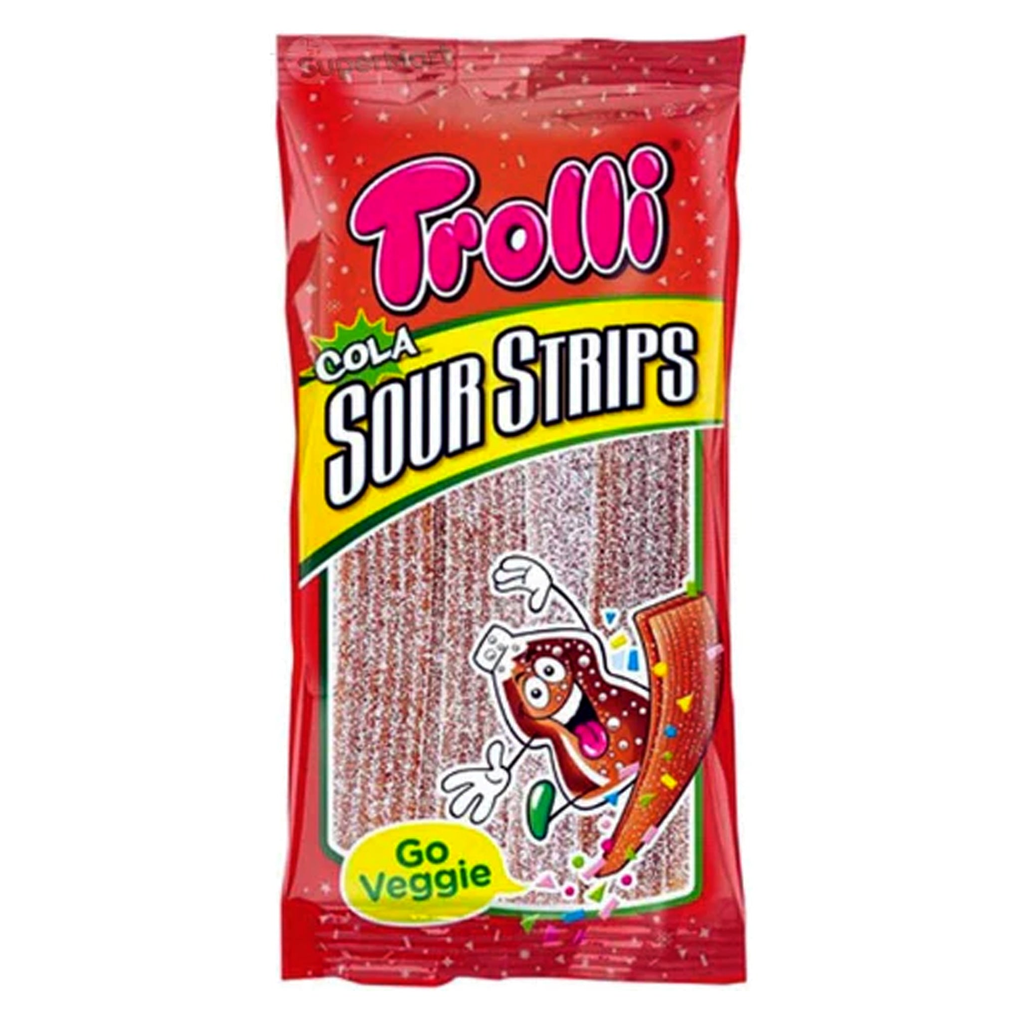 Trolli Sour Strips Cola משטחי גומי חמוצים בטעם קולה